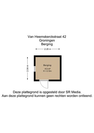 Floorplan - Van Heemskerckstraat 42, 9726 GM Groningen